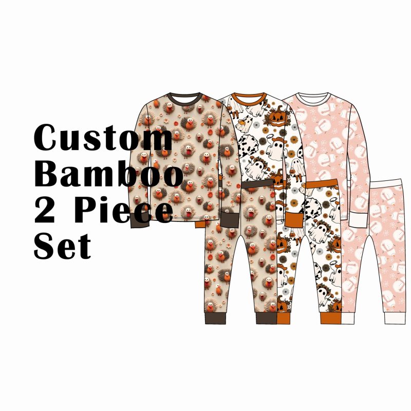 Custom Bamboo Viscose Toddler Long 2 Piece Sets 3 Patterns Bundle