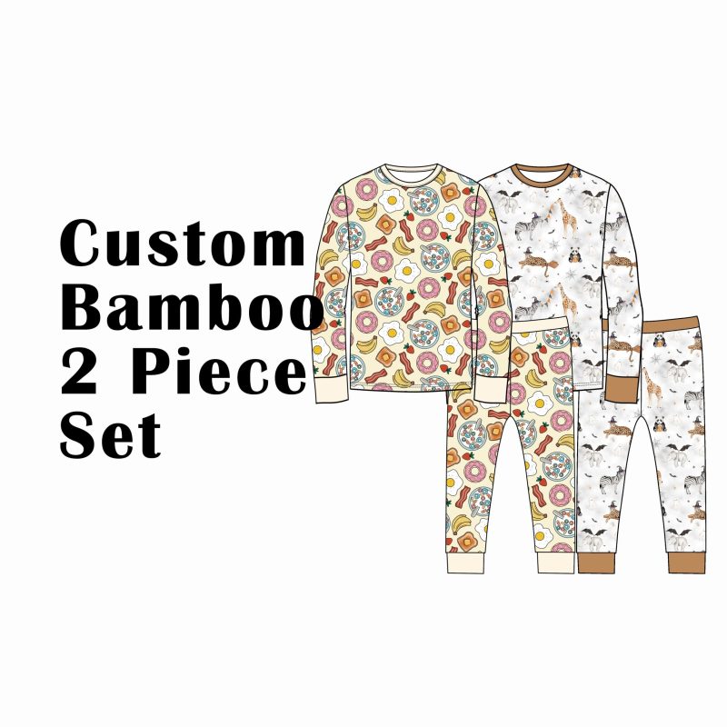 Custom Bamboo Viscose Toddler Long 2 Piece Set 2 Patterns Bundle 50 Pieces