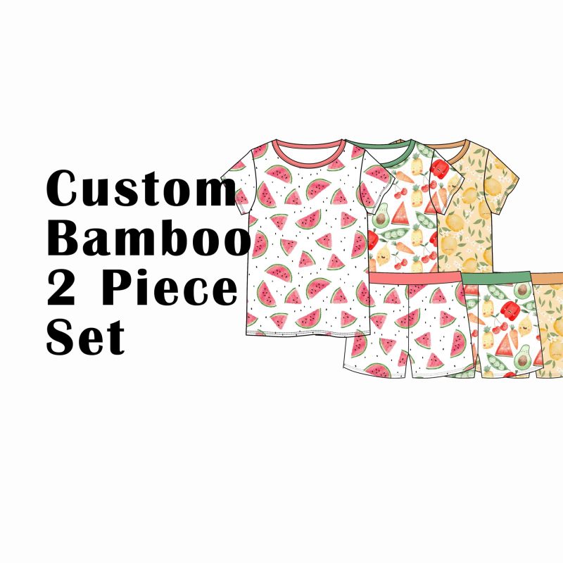 Custom Bamboo Viscose Toddler Short 2 Piece Sets 3 Patterns Bundle 105 Pieces