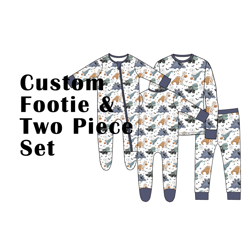 Custom Bamboo Viscose Baby Footie Romper Toddler Long Two Piece Set  Bulk