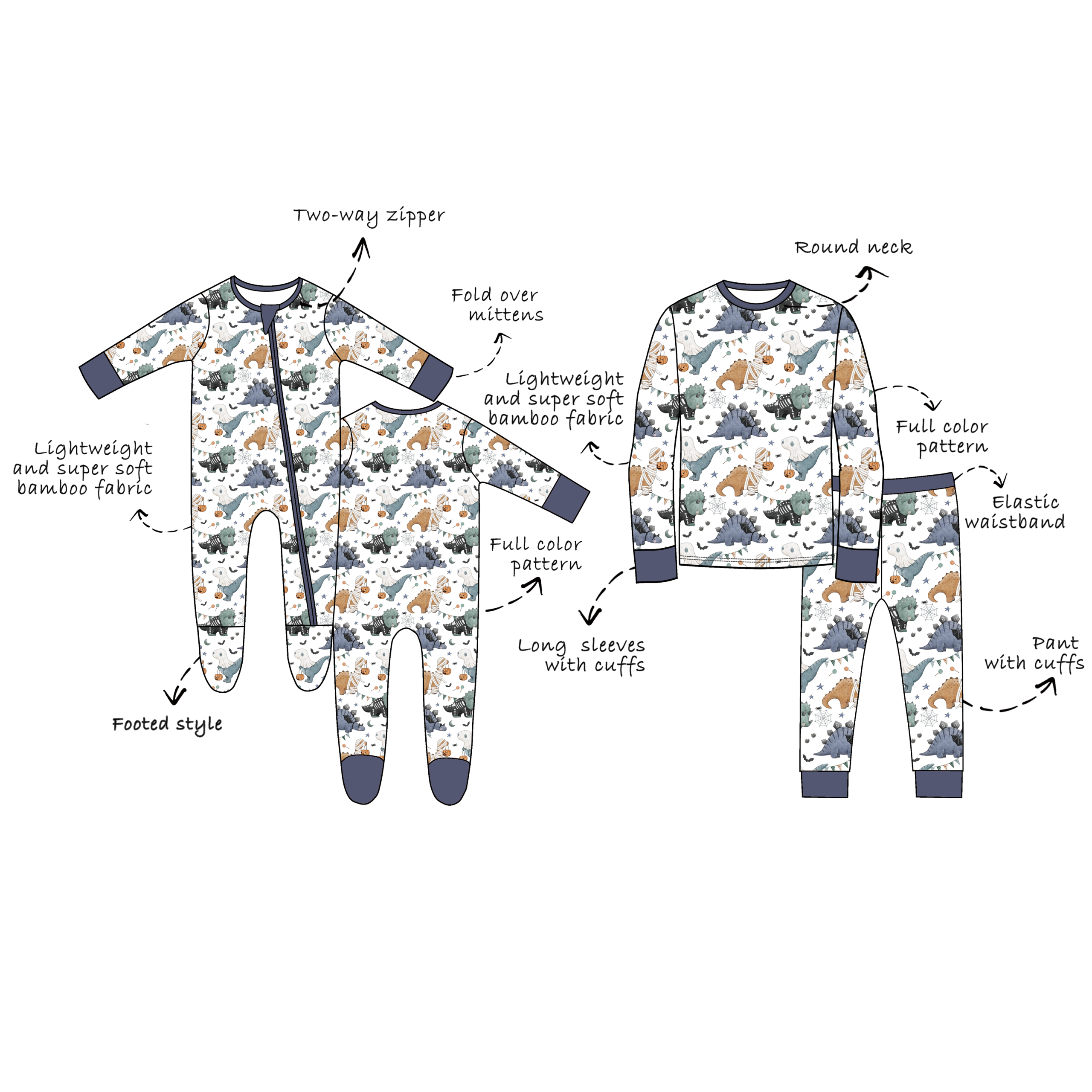 Custom Bamboo Viscose Baby Footie Romper Toddler Long Two Piece Set Bulk - Image 2