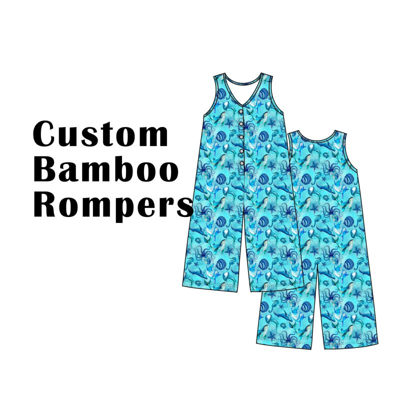 Custom Bamboo Viscose Buttons Wide Leg Romper