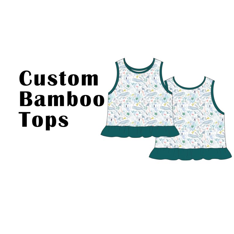 Custom Bamboo Viscose Ruffle Hem Tank Tops