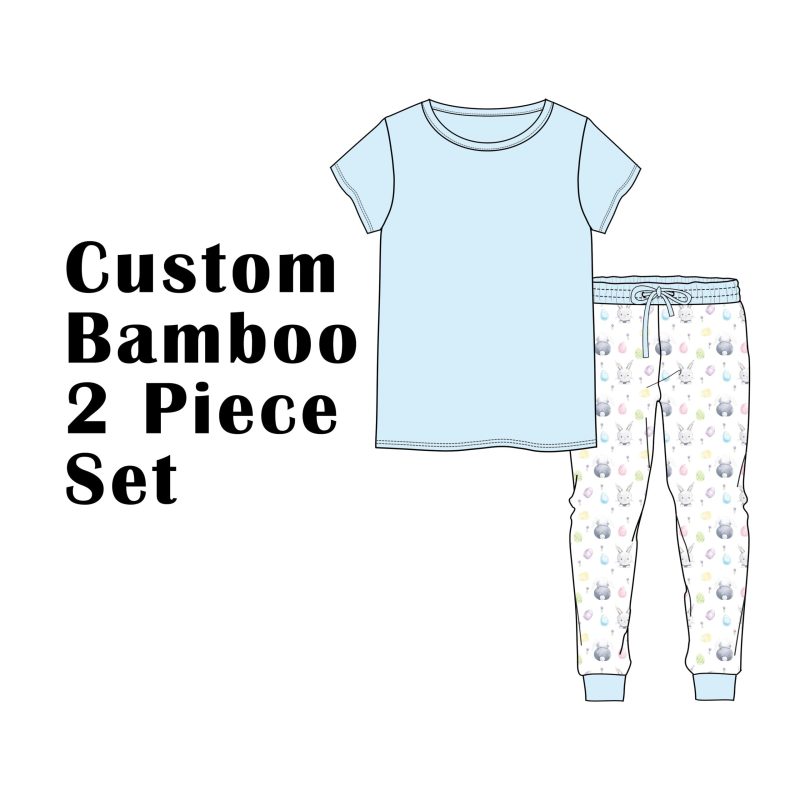 Custom Bamboo Viscose Adult Short 2 Piece Set Solid Tees Printed Joggers