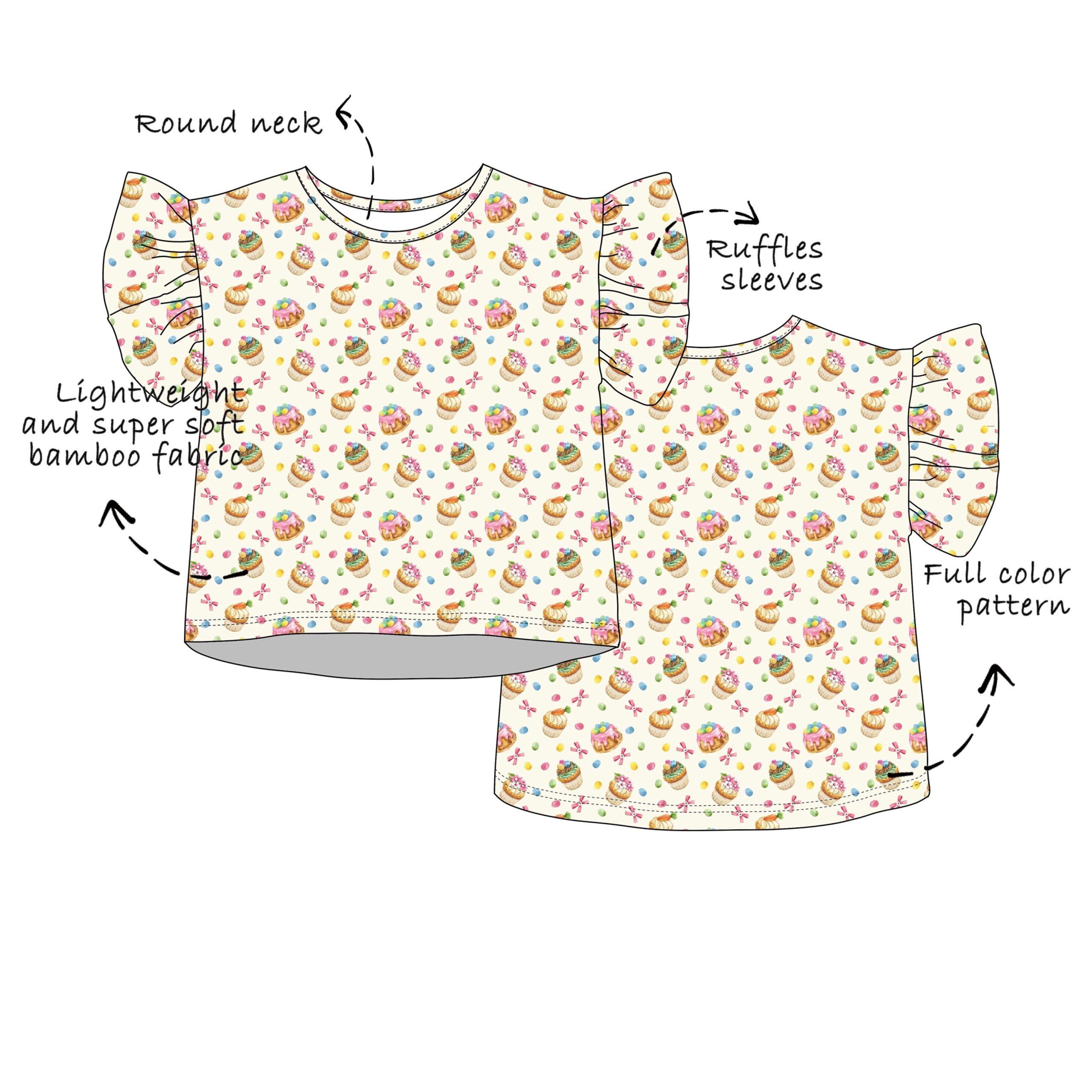 Custom Bamboo Viscose Ruffle Sleeves Tops - Image 2